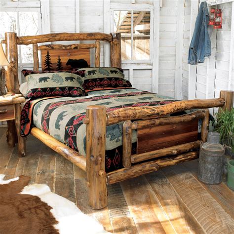 Shop 1000's of outdoor themed art & rustic decor items from over 70 of the best wildlife, sporting and americana artists. Aspen Log Bed Frame - Country Western Rustic Wood Bedroom ...