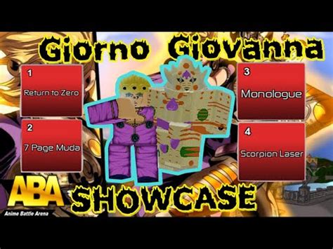 Giorno Giovanna Showcase Anime Battle Arena Aba Roblox Youtube