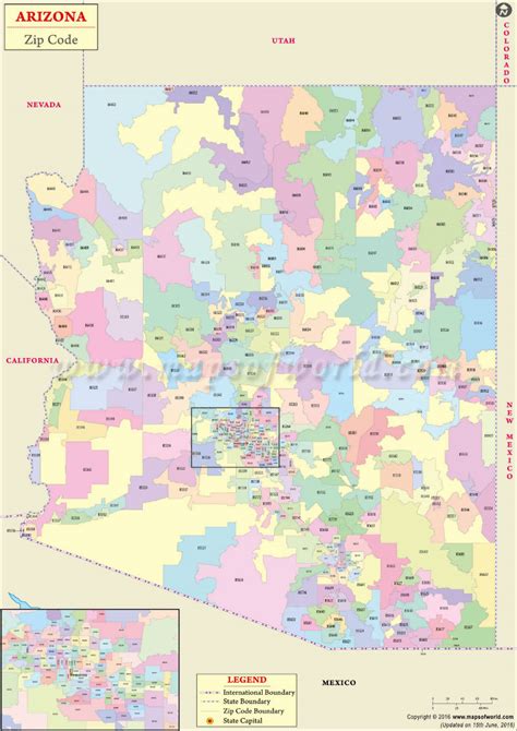 Arizona Zip Code Map Arizona Postal Code