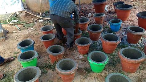 Replacing the boring flower pots with some interesting diy pots will make your home cozy, charming and elegant. Cement pot making........ used2useful - YouTube