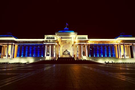 Mongolia Ulaanbaatar Chinggis Square Parliament Building Of Mongolia