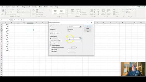 Select a cell that you want your analysis to appear 3. Using Descriptive Statistics in Excel - YouTube