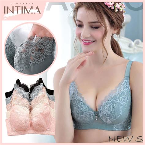 Intima Sexy Lace Bra For Women Ultra Thin Cup Underwear Plus Size Push Up Brallete Underwire
