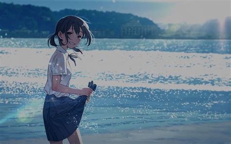 Anime Beach Girl Casual Anime Girl