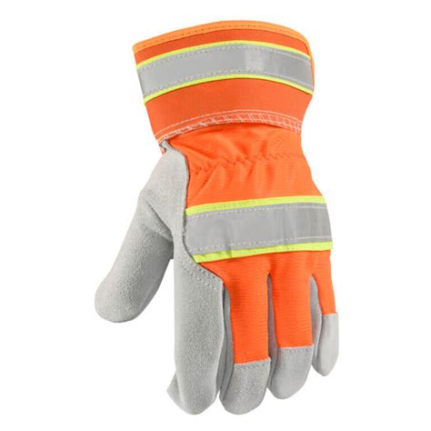Wells Lamont Hi Visibility Cowhide Leather Palm Work Gloves