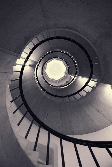 A Spiral Staircase In Black And White By Katarzyna Drabek