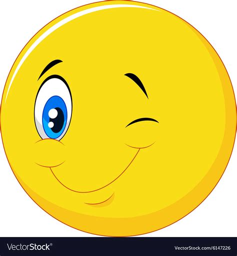 Smiley Happy Emoticon Cartoon With Eye Blinking Vector Image Images