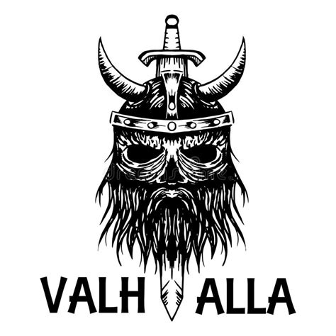 Valhalla Symbol Of Scandinavian Ancient Viking Head Vector Icon Stock