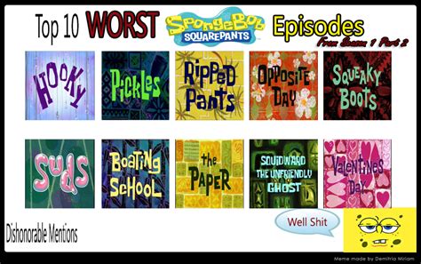 Top 10 Worst Spongebob Episodes From S1 Part 2 Old By Kouliousis On
