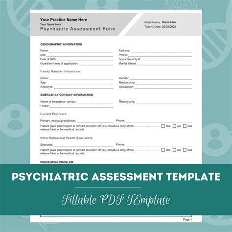 Psychiatric Assessment Template PDF for Psychiatrists, Nurse