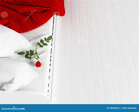 Red Rose On The Bed Stock Illustration Illustration Of Green 58535231