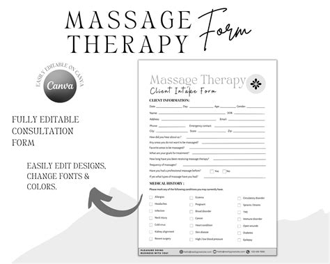 Editable Massage Therapy Forms Bundle Massage Intake Massage Consent Form Esthetician