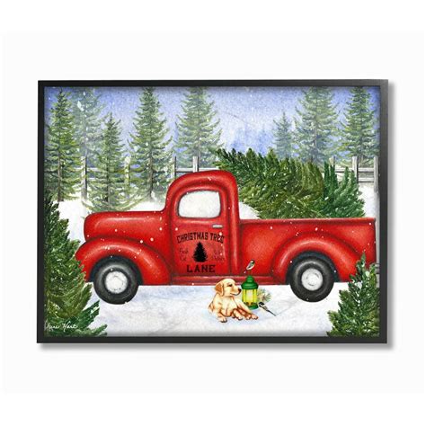 Red truck, personalized red truck, christmas decor, red truck decor, farmhouse truck, old red truck, vintage truck with tree. Stupell Industries 16 in. x 20 in. "Holiday Christmas Tree ...