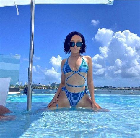 Doja Cat Flaunts Enviable Curves As She Poses In Striped Blue Strappy Bikini In Miami