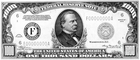 1000 Dollar Bill Photograph By Granger