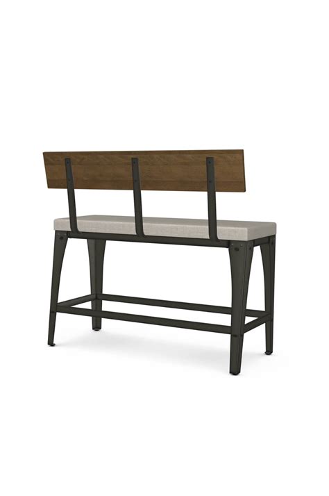 Amiscos Architect Industrial Counter Height Bench With Back And Cushion
