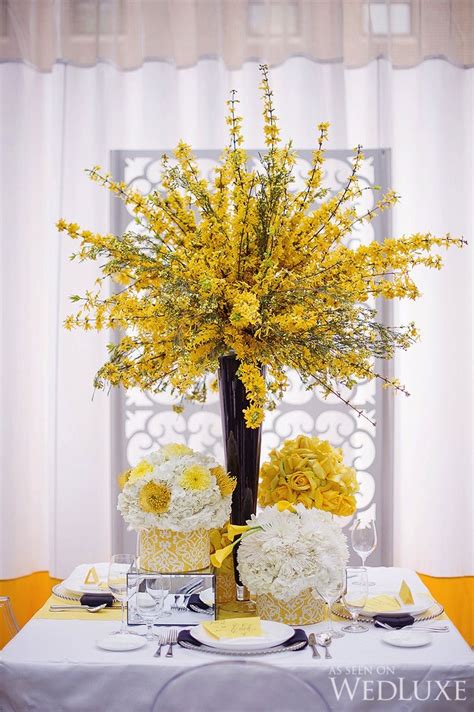 24 Black White And Yellow Wedding Centerpieces Png