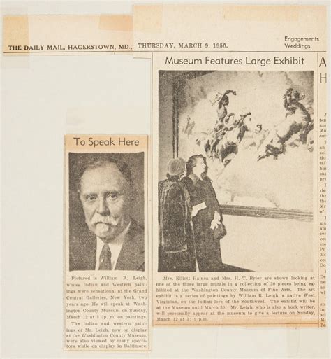 Newspaper clipping "Museum Features Large Exhibit" from the Daily Mail