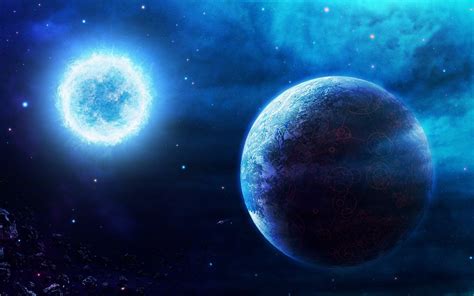Blue Planet Flames Stars The Universe Galaxy Space Nebula