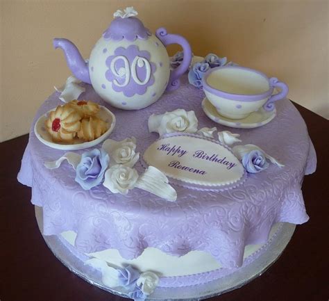 Tea Party Cake For 90th Birthday Cake By Roscoebakery Cakesdecor