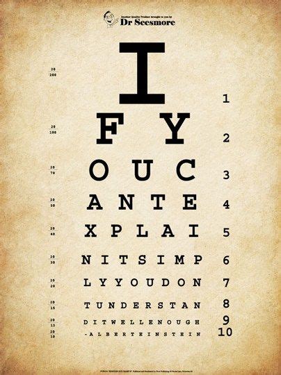 Einstein Eye Chart Ii Eye Chart Art Eye Chart Home Quotes And Sayings