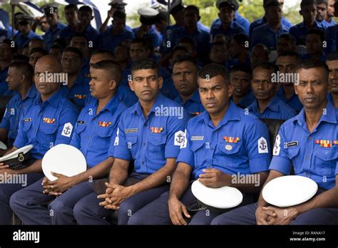 Members Of The Sri Lankan Navy Listen To Sri Lankan President