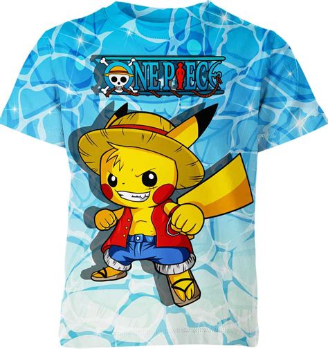 Luffy X Pikachu Pokemon Shirt Full Printed Apparel