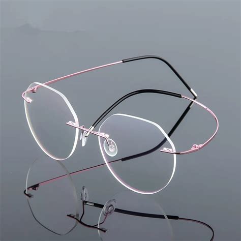 retro polygon foldable flexible ultra light memory titanium alloy myopia eyeglasses rimless
