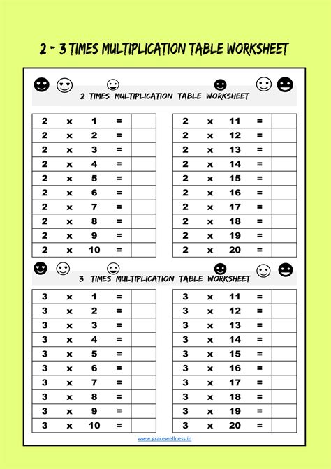 Free Printable Times Tables Worksheets For Students Coo Worksheets