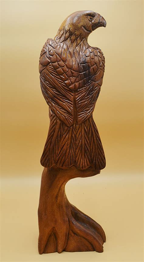 Vintage Wood Eagle Carving Large Wood Eagle Statue