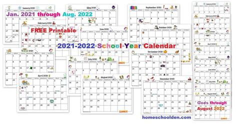Free 2020 2021 Calendar Printable Homeschool Den
