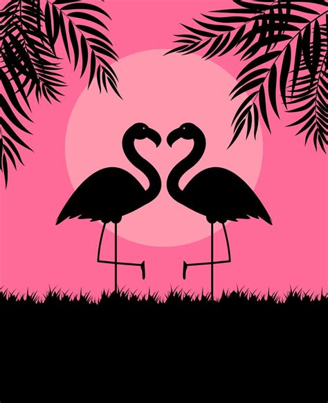 Cute Pink Flamingo Background Vector Illustration 2785915 Vector Art At
