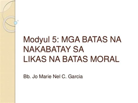 Esp Likas Na Batas Moral Poster Making Modyul 5 Mga Batas Na