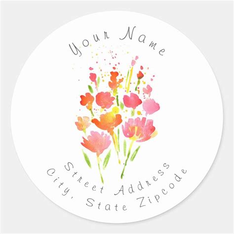 Abstract Bouquet Of Mixed Flowers Label Zazzle Com