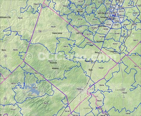 Kyle Texas Zip Codes Hays County Tx Zip Code Boundary Map