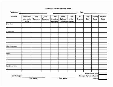 Free Bar Inventory Sheets Db Excel Com