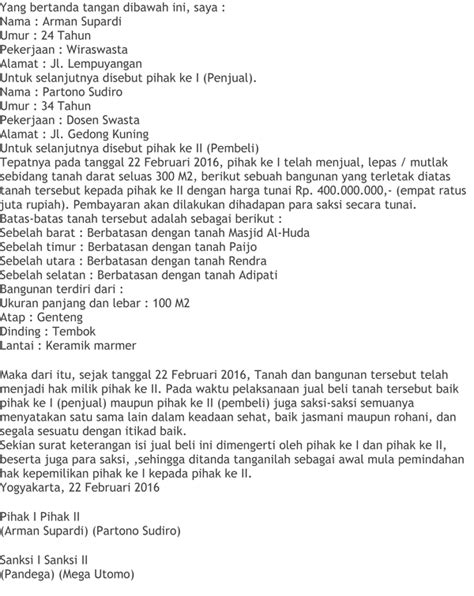 Anda sedang membuka postingan contoh surat perjanjian jual beli tanah warisan yang berada pada kategori contoh surat dengan tag postingan berikut contoh. 6 Contoh Surat Jual Beli Tanah Docx / PDF (+Link Download)