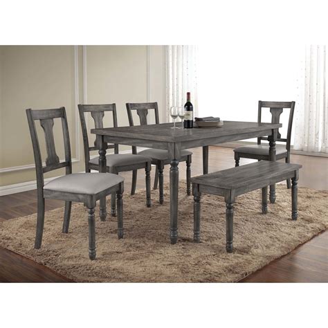 Best Master Furniture Demi Grey Wood And Veneer Distressed Dining Table