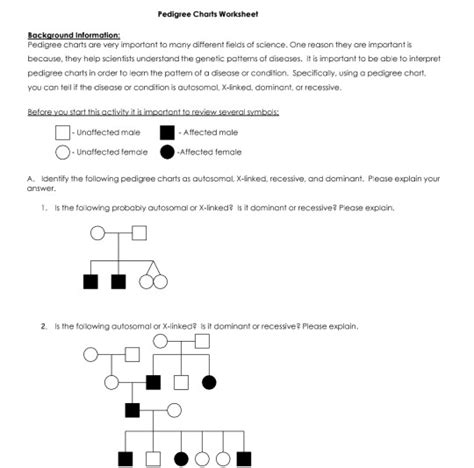 Pedigree Charts Worksheet With Answers