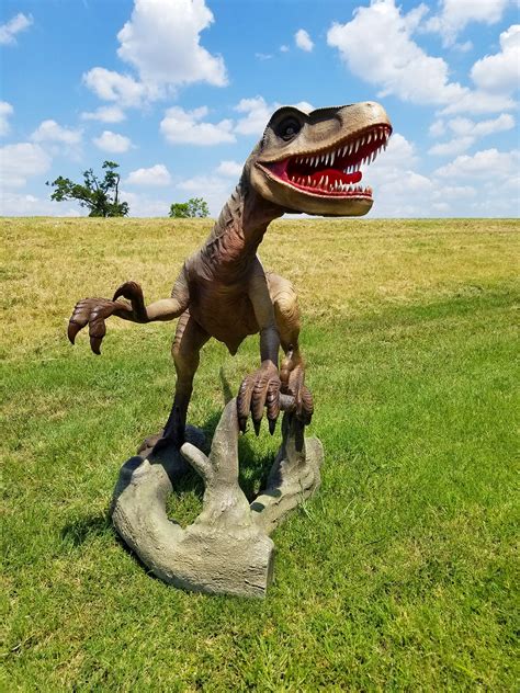 Velociraptor Statue Life Size Raptor On Tree Branch 10ft