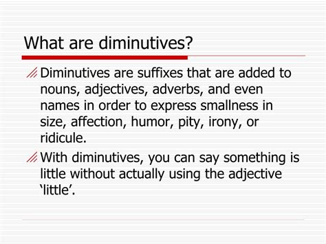 Ppt Diminutives Powerpoint Presentation Free Download Id9709123