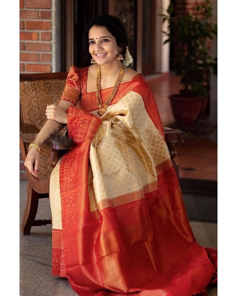 Indian Designer Pure White Silk Sari With Red Border Gold Zari Etsy