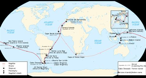 Map Of Ferdinand Magellans Circumnavigation Illustration World
