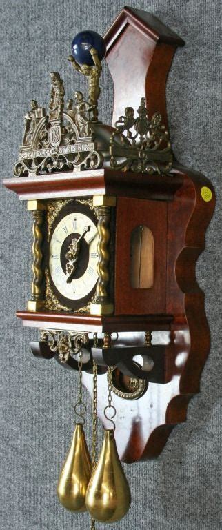 Vintage Dutch Zaanse Zaandam Atlas Mahogany Wall Clock For Sale At