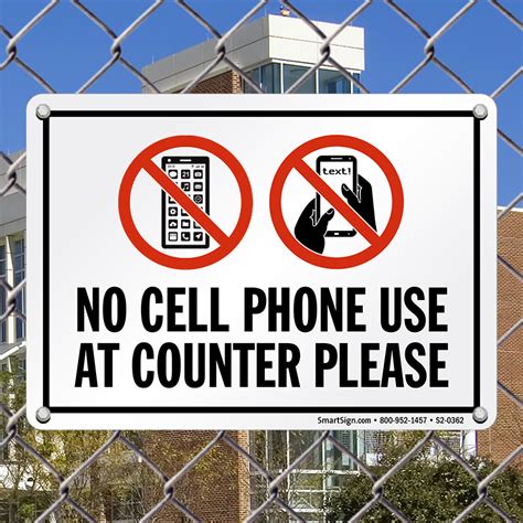 No Cell Phone Use At Counter Please Sign Sku S2 0362