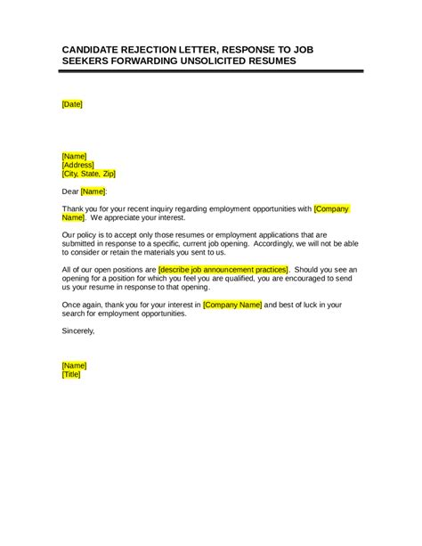 Job Rejection Letter Fillable Printable PDF Forms Handypdf