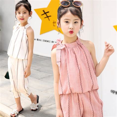 2018 Fashion Summer Toddler Teen Girls Clothing Sets Sleeveless Floral