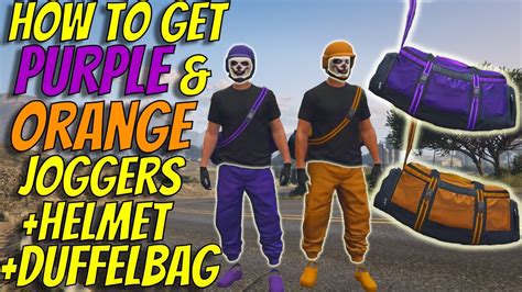 Gta How To Get Purple Orange Joggers With Helmet Duffelbag Youtube