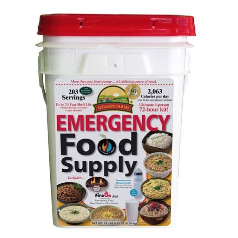 Having a short term food supply on hand has been recommended by multiple preparedness organizations including the american red cross and fema. Augason Farms Emergency Food Supply Pail, 12 Days, 1 ...