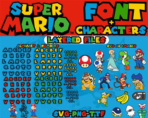 Super Mario Font Svg Mario Bros Characters Svg Mario Bros Etsy Australia